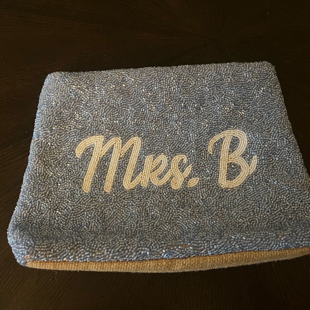 Beaded Blue bag “MRS. B” for wedding events or gift
